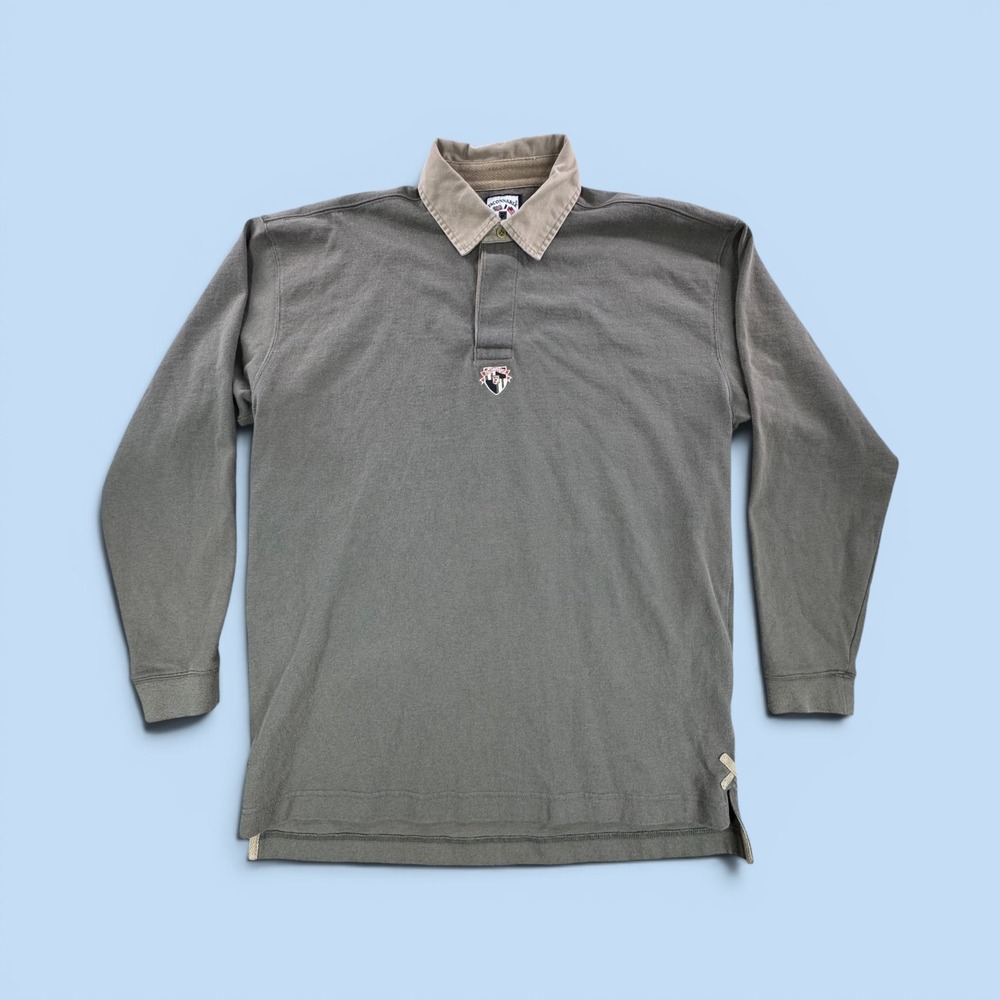 VTG Faconnable Mens Long Sleeve Rugby Polo Shirt Olive Green L Albert Goldberg